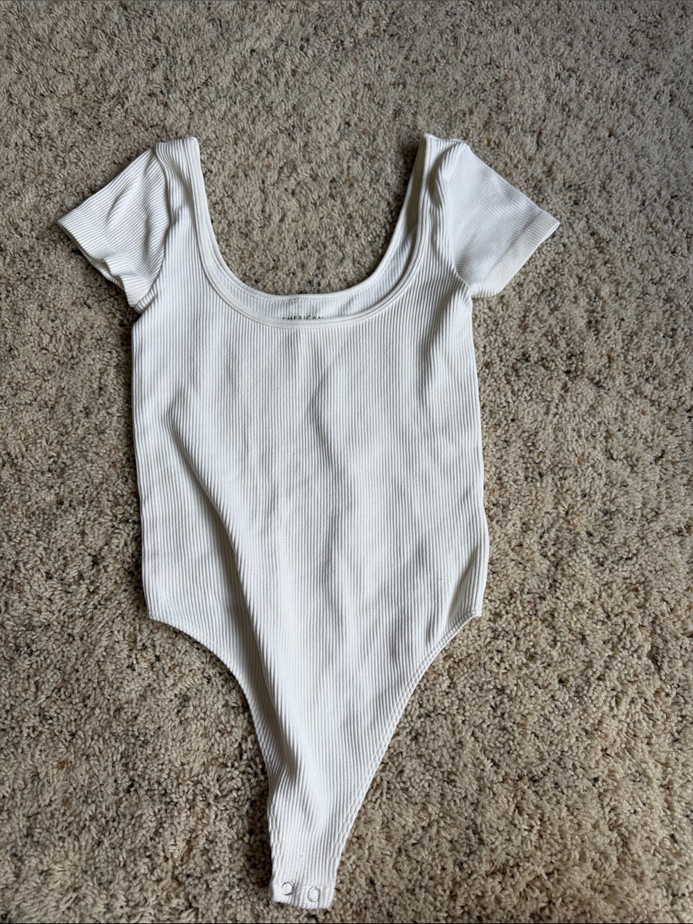 American Eagle Outfitters White Ribbed Scoop-Neck Bodysuit